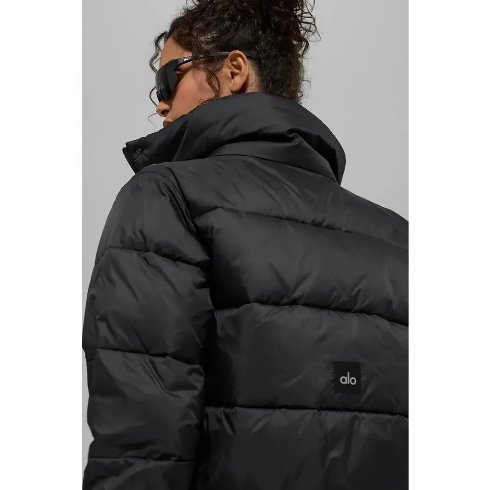 Alo Yoga Gold Rush Puffer Jacket Black Warm Athleisure Streetwear Winter Layer - Picture 6 of 16